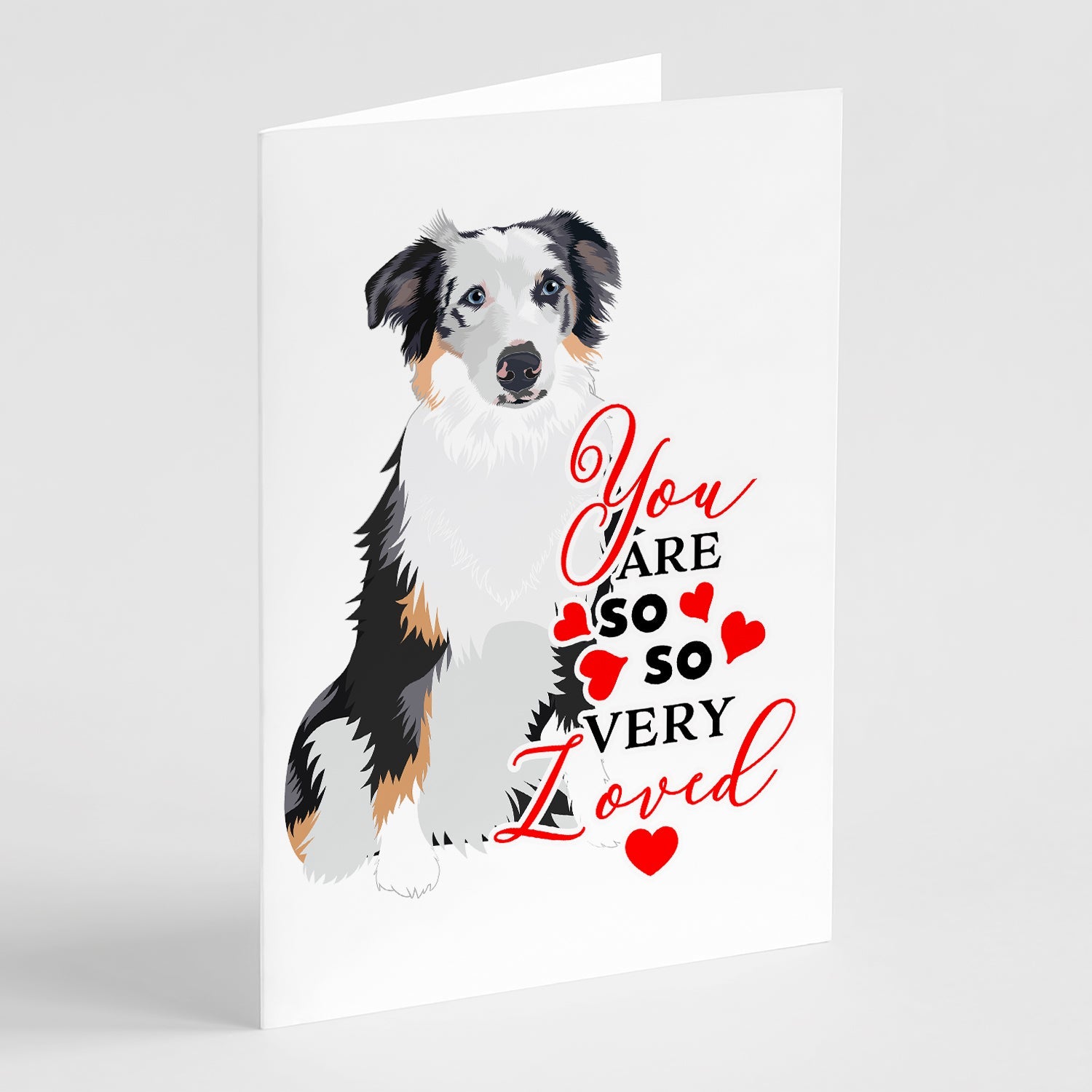 Australian Shepherd Blue Merle #1 so Loved Greeting Cards Pack of 8 Blank Cards with Envelopes Whimsical A7 Size 5x7