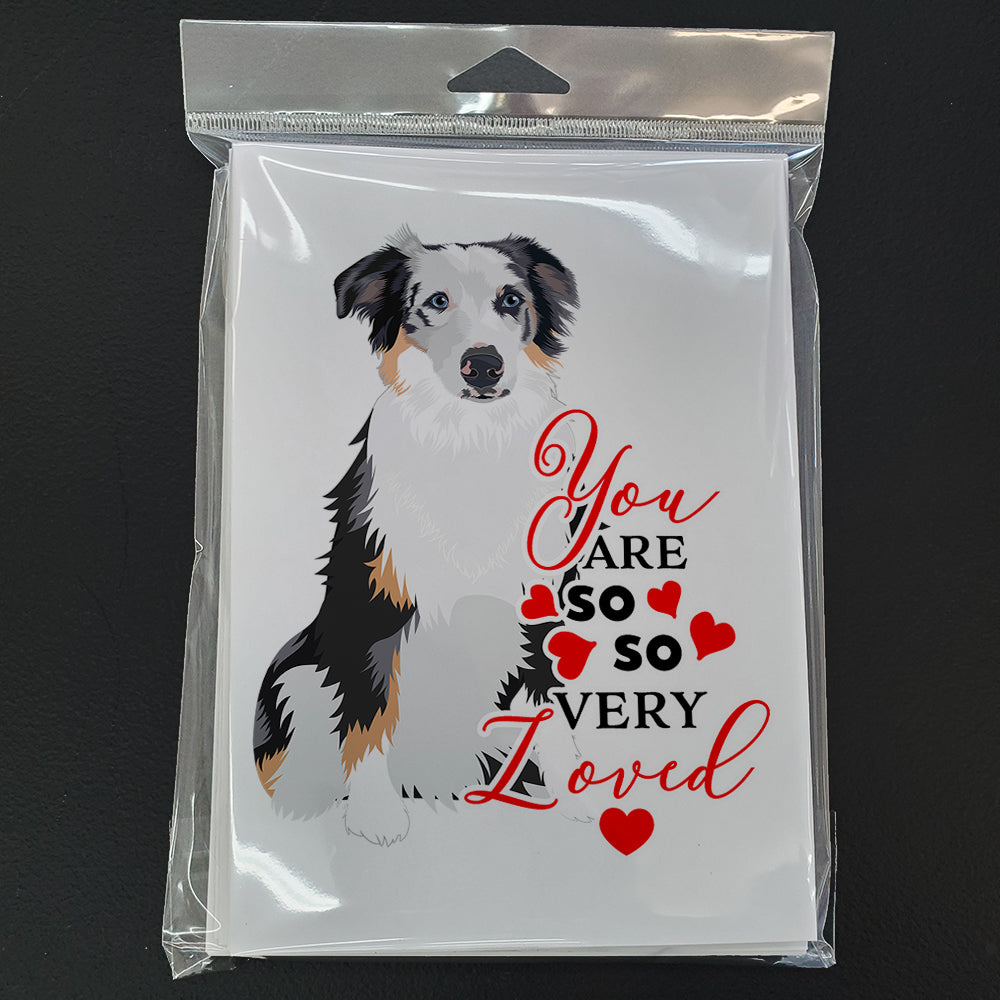 Australian Shepherd Blue Merle #1 so Loved Greeting Cards Pack of 8 Blank Cards with Envelopes Whimsical A7 Size 5x7