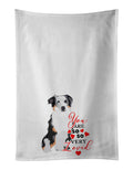 Australian Shepherd Blue Merle #1 so Loved Kitchen Towel Set of 2 White Dish Towels Decorative Bathroom Hand towel for Hand, Face, Hair, Yoga, Tea, Dishcloth, 19 X 28", White