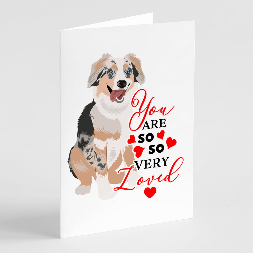 Australian Shepherd Blue Merle Puppy #1 so Loved Greeting Cards Pack of 8 Blank Cards with Envelopes Whimsical A7 Size 5x7