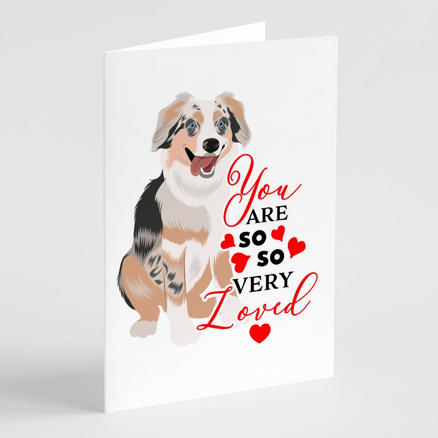 Australian Shepherd Blue Merle Puppy #1 so Loved Greeting Cards Pack of 8 Blank Cards with Envelopes Whimsical A7 Size 5x7