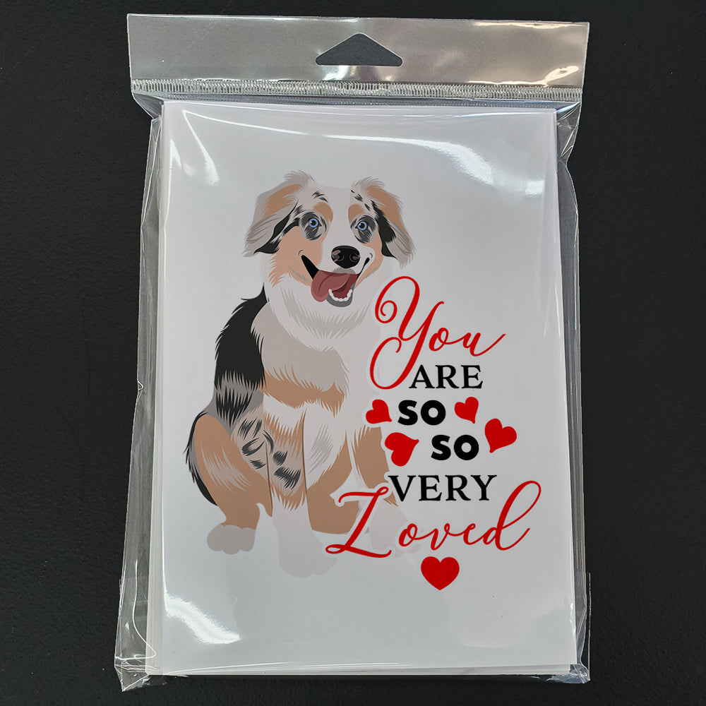 Australian Shepherd Blue Merle Puppy #1 so Loved Greeting Cards Pack of 8 Blank Cards with Envelopes Whimsical A7 Size 5x7