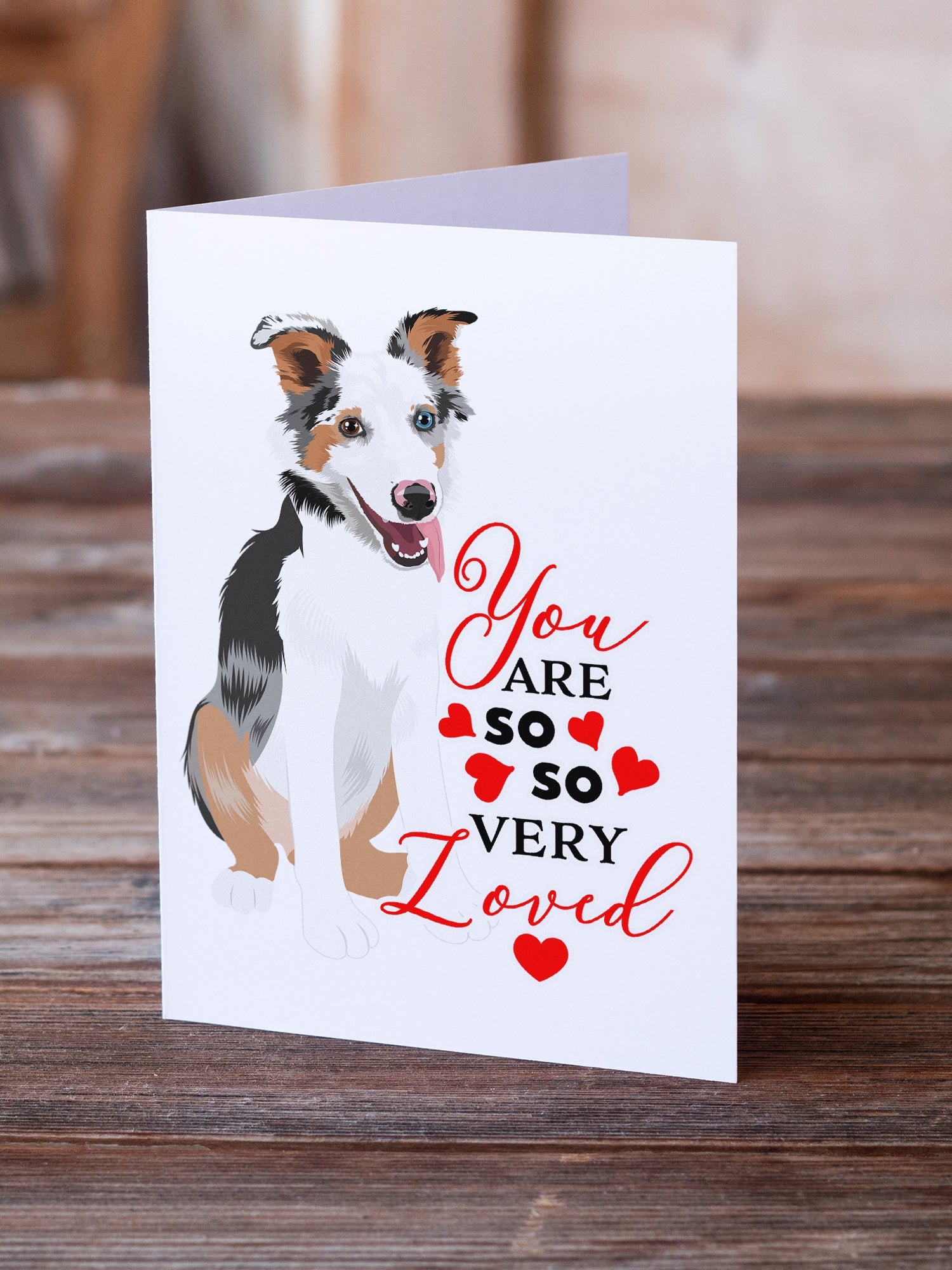 Australian Shepherd Blue Merle Puppy #2 so Loved Greeting Cards Pack of 8 Blank Cards with Envelopes Whimsical A7 Size 5x7