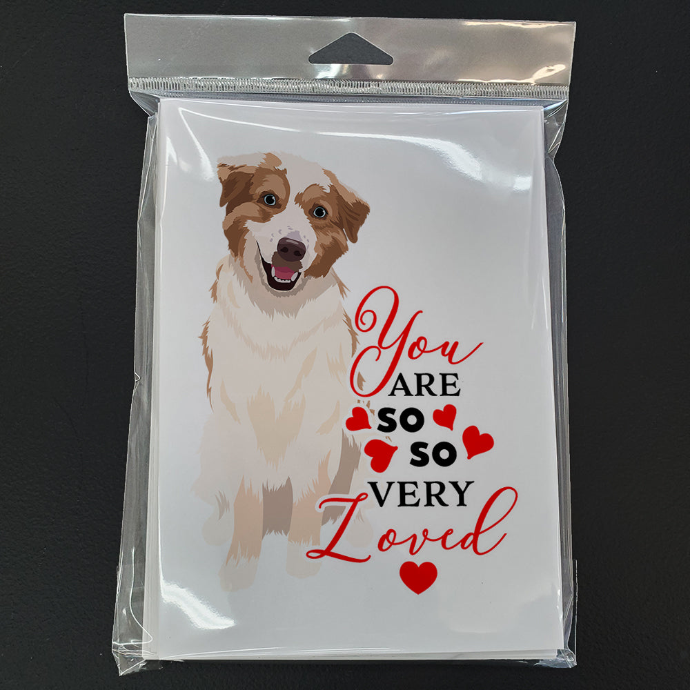 Australian Shepherd Red and White #1 so Loved Greeting Cards Pack of 8 Blank Cards with Envelopes Whimsical A7 Size 5x7
