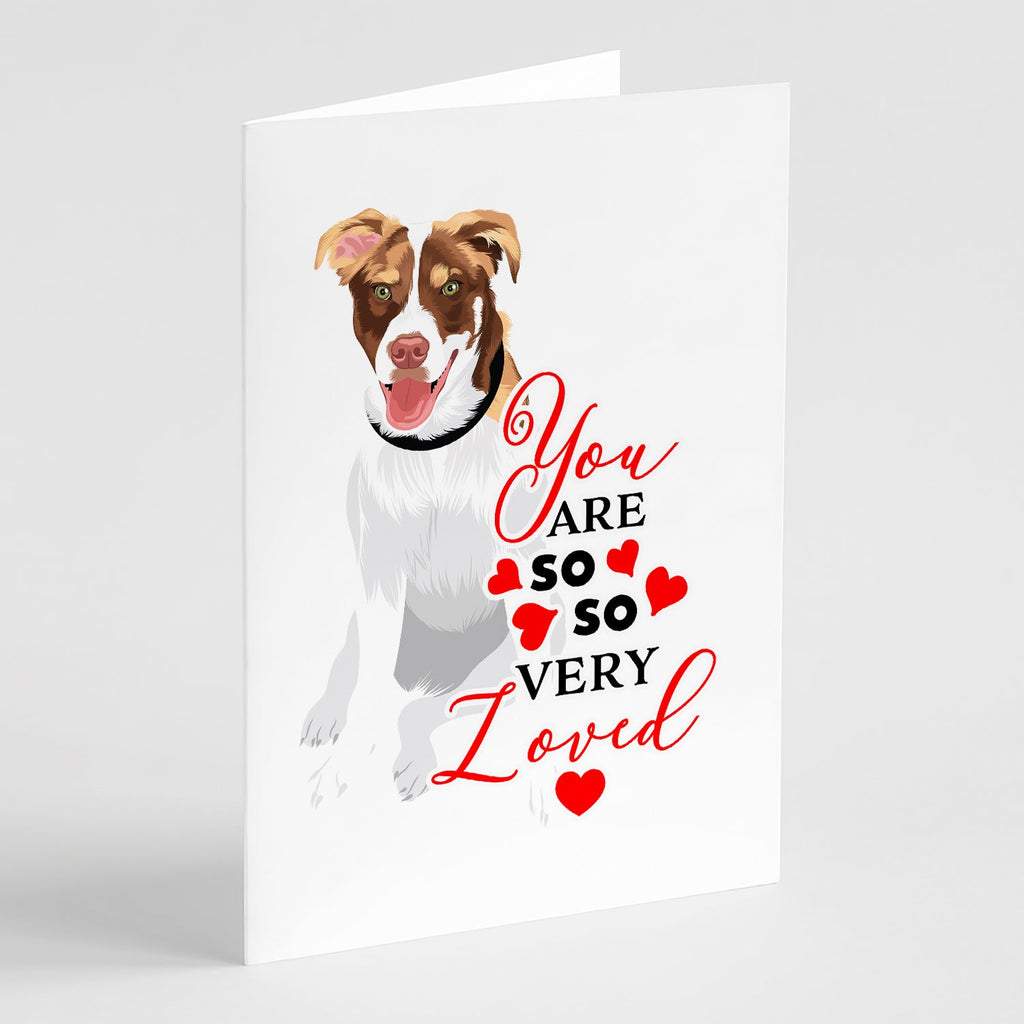Australian Shepherd Red and White #2 so Loved Greeting Cards Pack of 8 Blank Cards with Envelopes Whimsical A7 Size 5x7