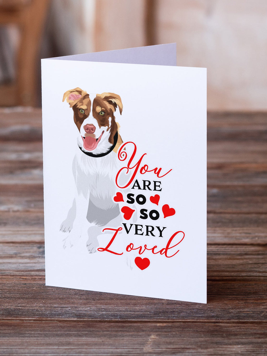 Australian Shepherd Red and White #2 so Loved Greeting Cards Pack of 8 Blank Cards with Envelopes Whimsical A7 Size 5x7