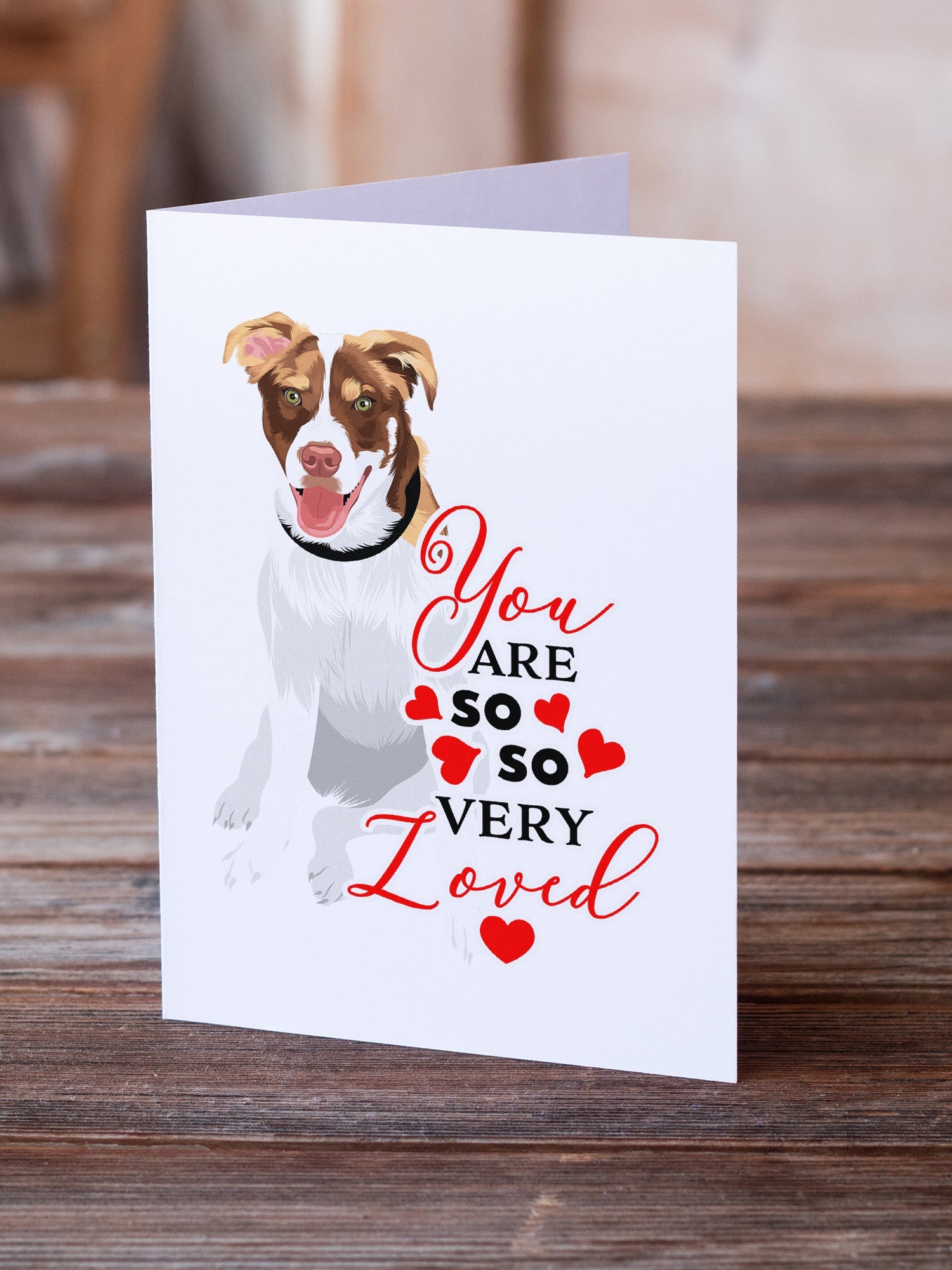 Australian Shepherd Red and White #2 so Loved Greeting Cards Pack of 8 Blank Cards with Envelopes Whimsical A7 Size 5x7