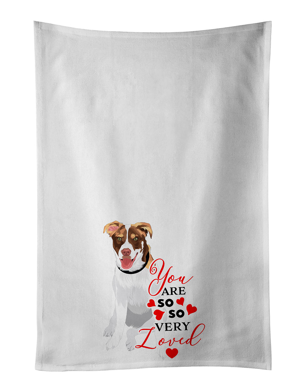 Australian Shepherd Red and White #2 so Loved Kitchen Towel Set of 2 White Dish Towels Decorative Bathroom Hand towel for Hand, Face, Hair, Yoga, Tea, Dishcloth, 19 X 28", White