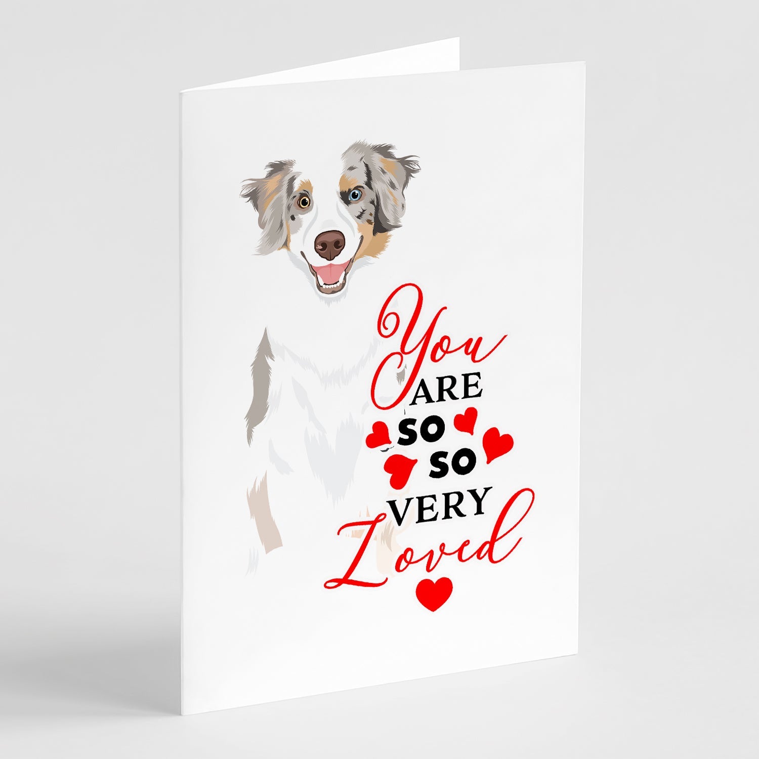Australian Shepherd Red Merle Tricolor #1 so Loved Greeting Cards Pack of 8 Blank Cards with Envelopes Whimsical A7 Size 5x7
