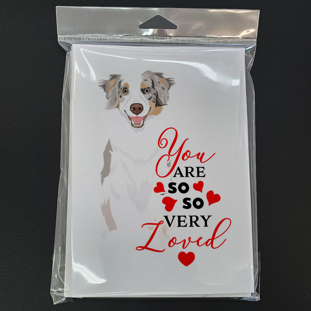 Australian Shepherd Red Merle Tricolor #1 so Loved Greeting Cards Pack of 8 Blank Cards with Envelopes Whimsical A7 Size 5x7