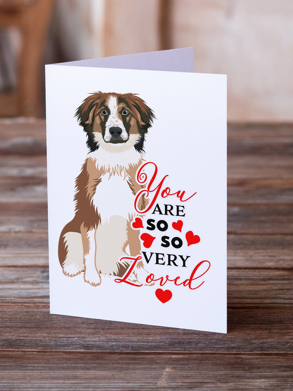 Australian Shepherd Red Tricolor #1 so Loved Greeting Cards Pack of 8 Blank Cards with Envelopes Whimsical A7 Size 5x7