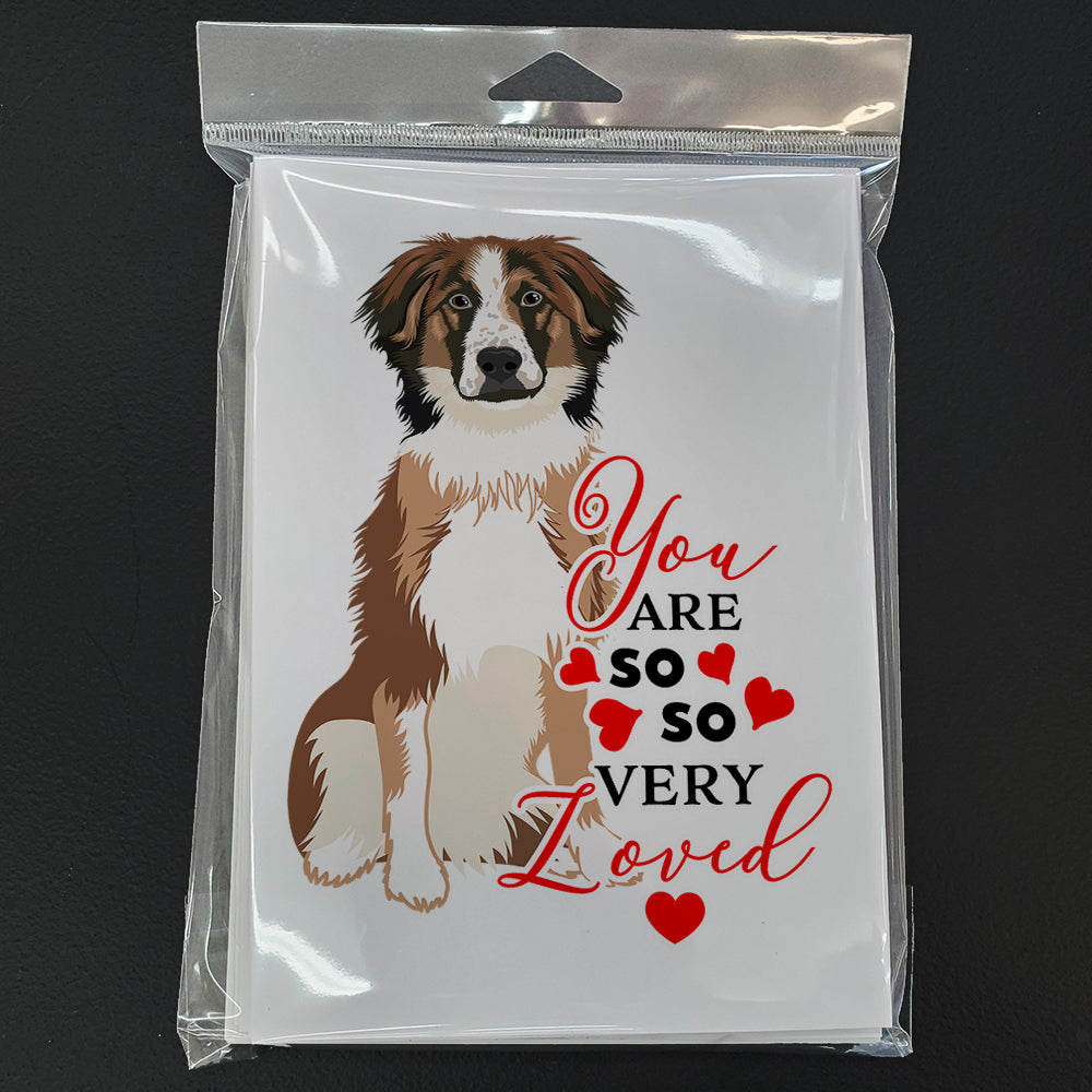 Australian Shepherd Red Tricolor #1 so Loved Greeting Cards Pack of 8 Blank Cards with Envelopes Whimsical A7 Size 5x7