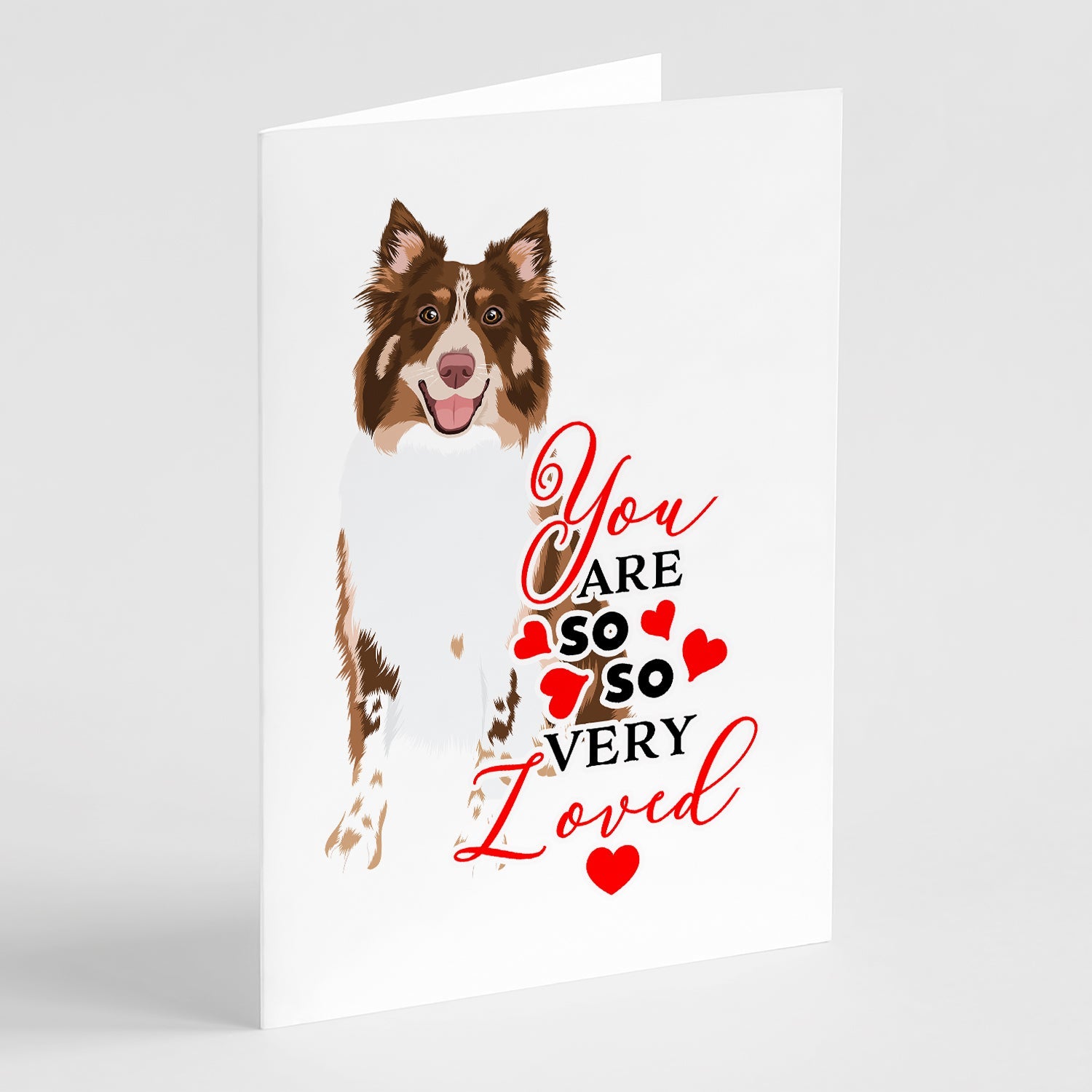 Australian Shepherd Red Tricolor #2 so Loved Greeting Cards Pack of 8 Blank Cards with Envelopes Whimsical A7 Size 5x7