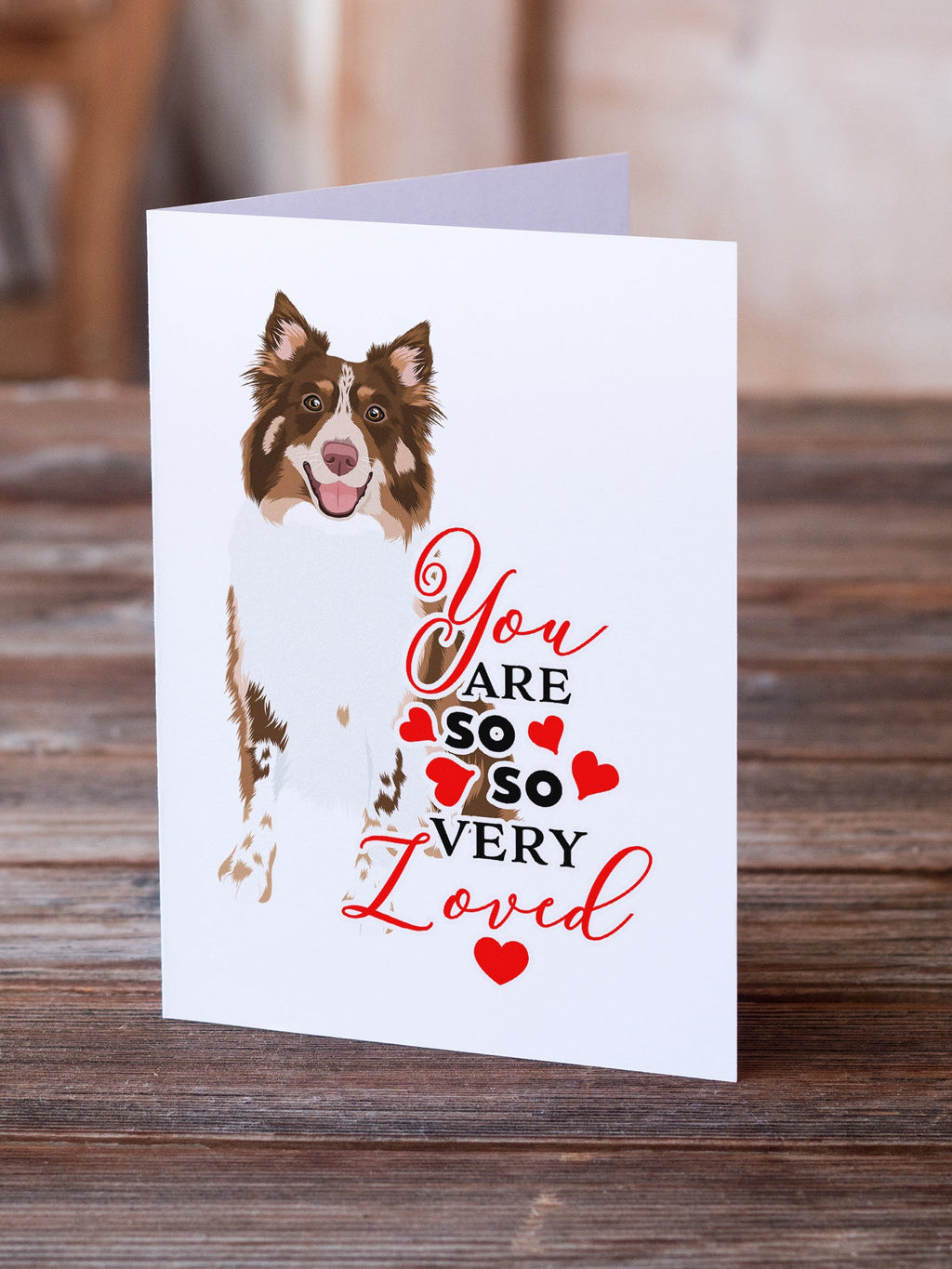 Australian Shepherd Red Tricolor #2 so Loved Greeting Cards Pack of 8 Blank Cards with Envelopes Whimsical A7 Size 5x7