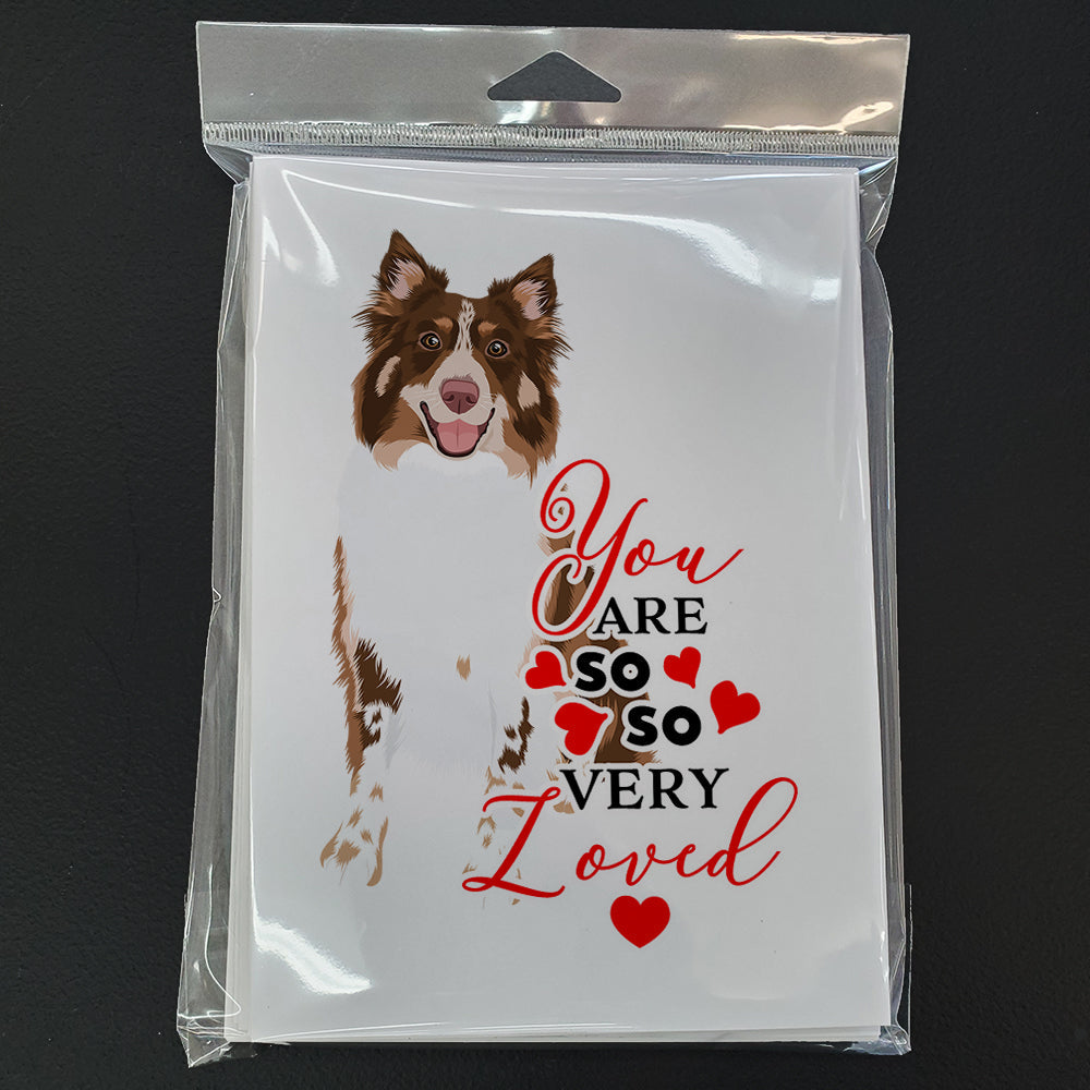 Australian Shepherd Red Tricolor #2 so Loved Greeting Cards Pack of 8 Blank Cards with Envelopes Whimsical A7 Size 5x7
