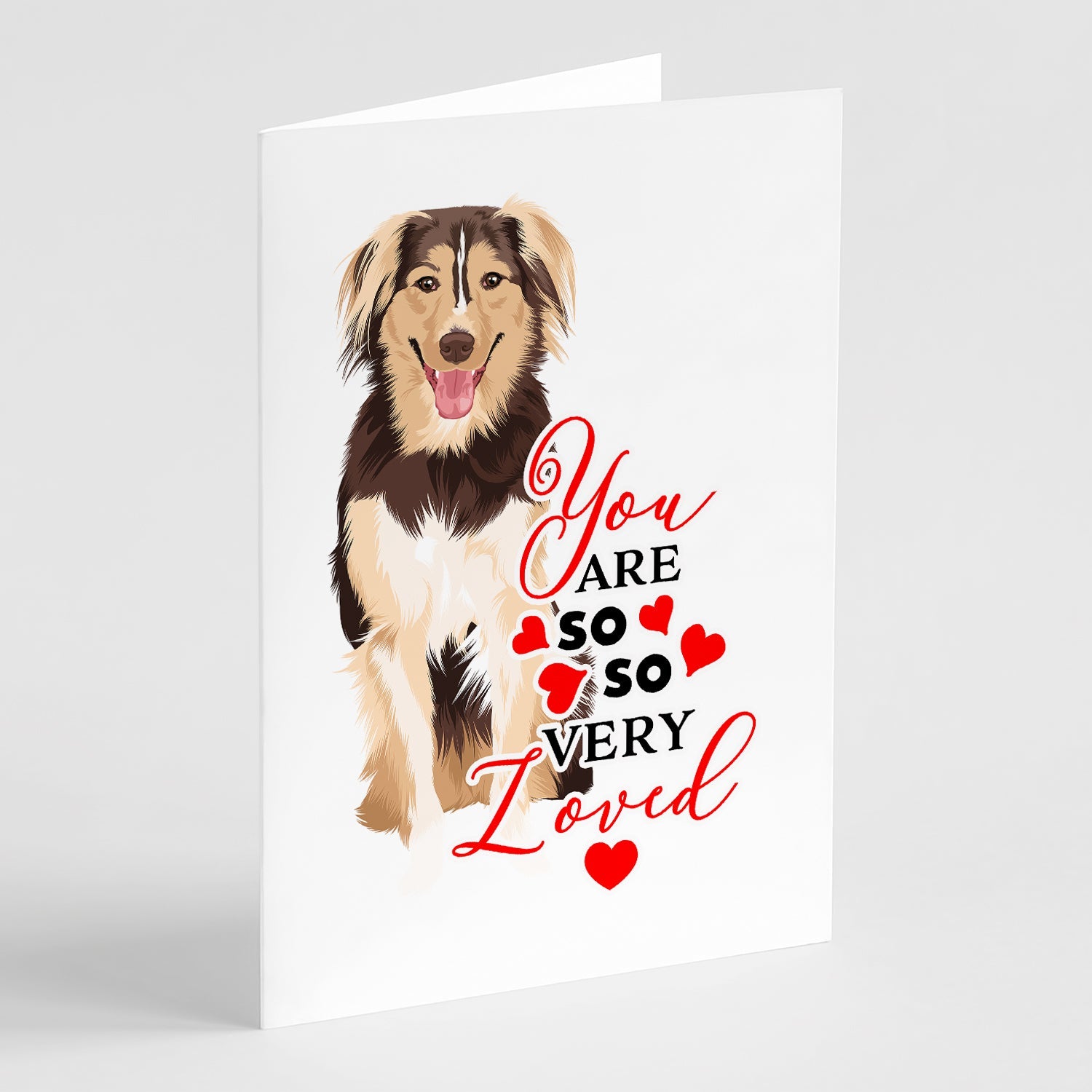 Australian Shepherd Red Tricolor #3 so Loved Greeting Cards Pack of 8 Blank Cards with Envelopes Whimsical A7 Size 5x7