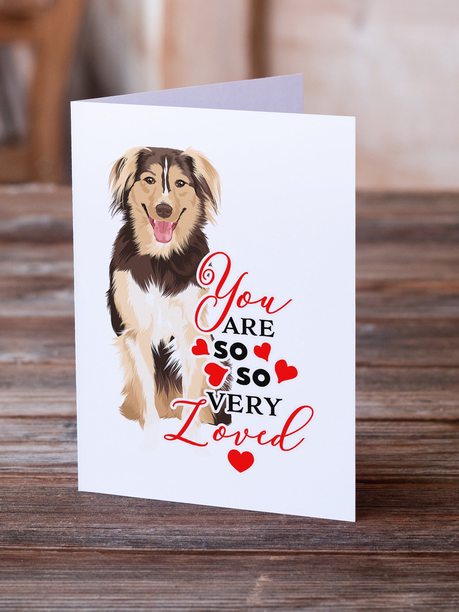 Australian Shepherd Red Tricolor #3 so Loved Greeting Cards Pack of 8 Blank Cards with Envelopes Whimsical A7 Size 5x7