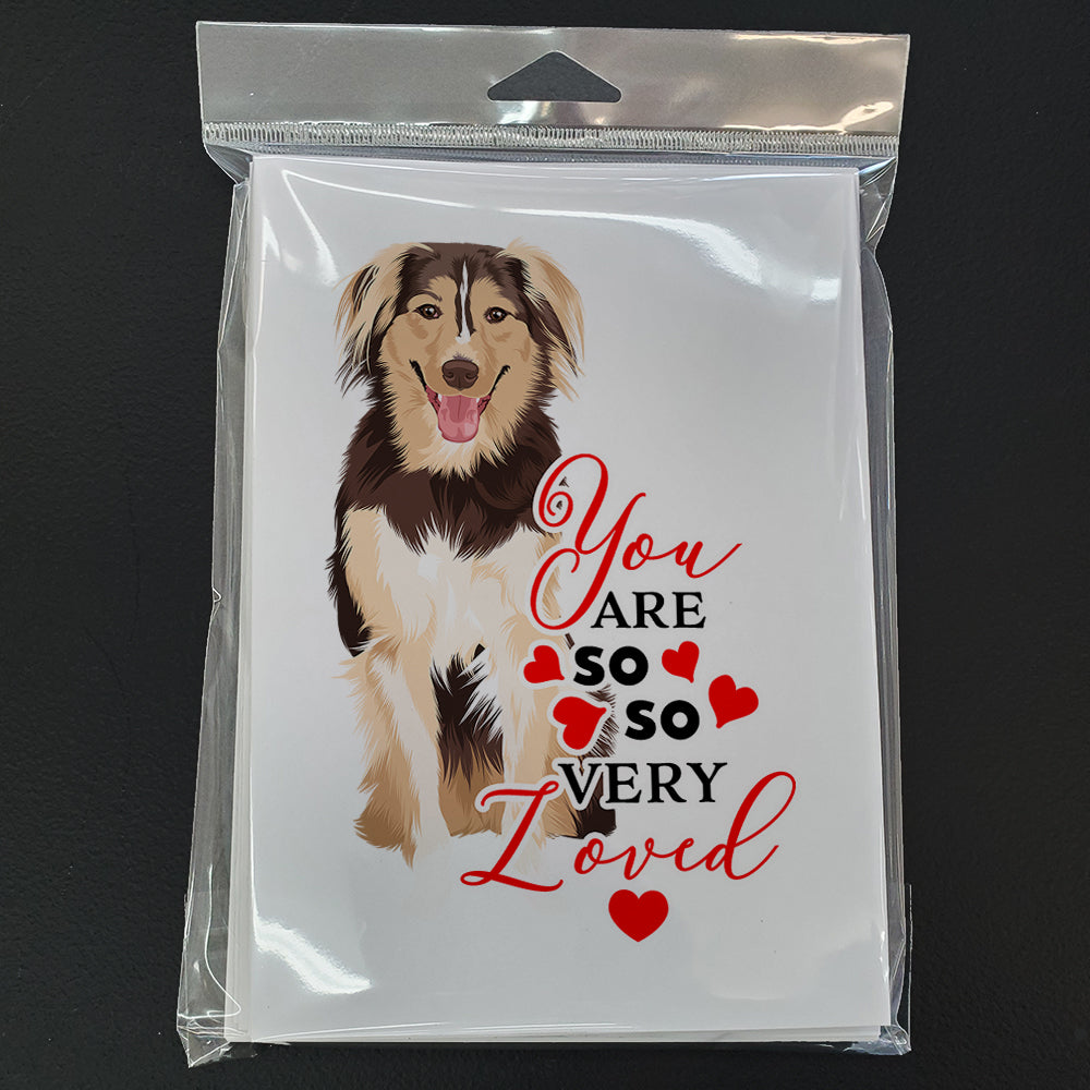 Australian Shepherd Red Tricolor #3 so Loved Greeting Cards Pack of 8 Blank Cards with Envelopes Whimsical A7 Size 5x7