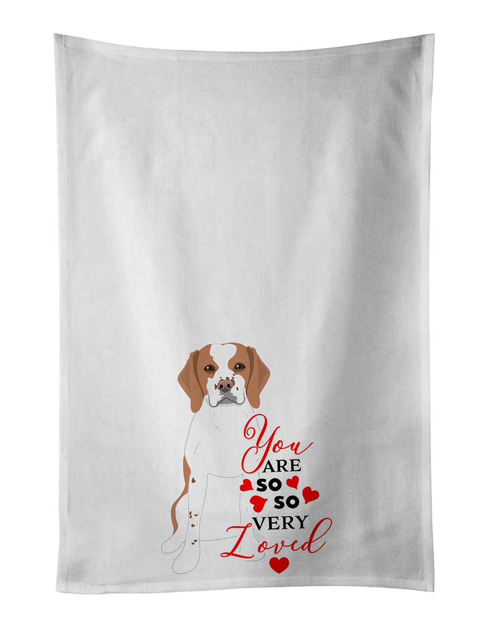 Beagle Red and White Red Ticked #1 so Loved Kitchen Towel Set of 2 White Dish Towels Decorative Bathroom Hand towel for Hand, Face, Hair, Yoga, Tea, Dishcloth, 19 X 28", White
