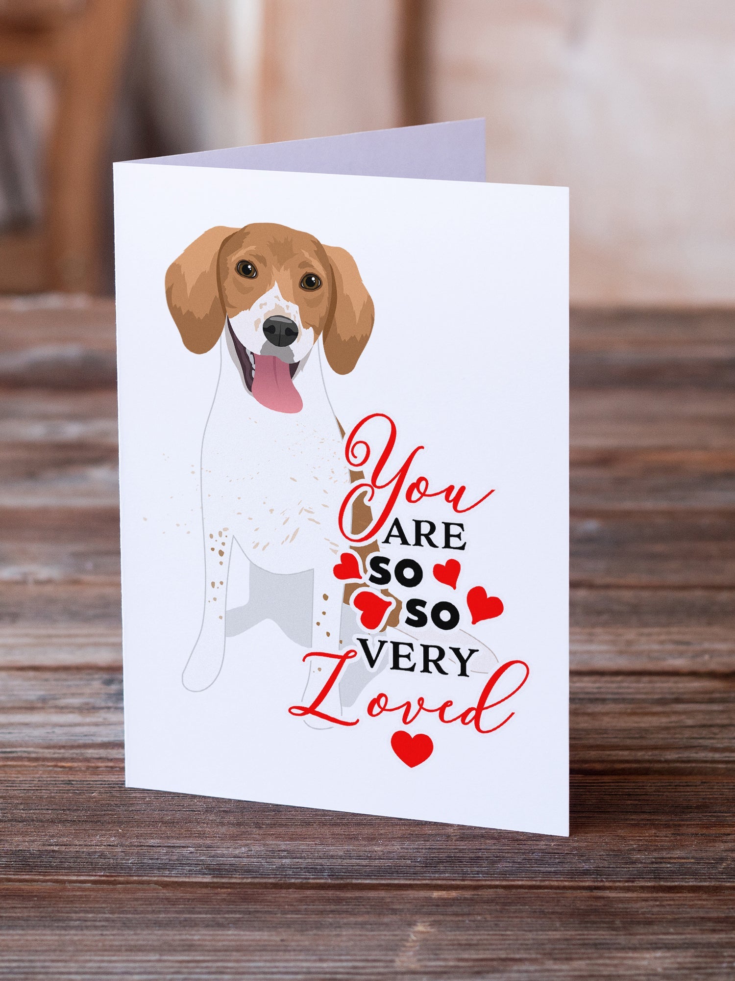 Beagle Red and White Red Ticked #2 so Loved Greeting Cards Pack of 8 Blank Cards with Envelopes Whimsical A7 Size 5x7
