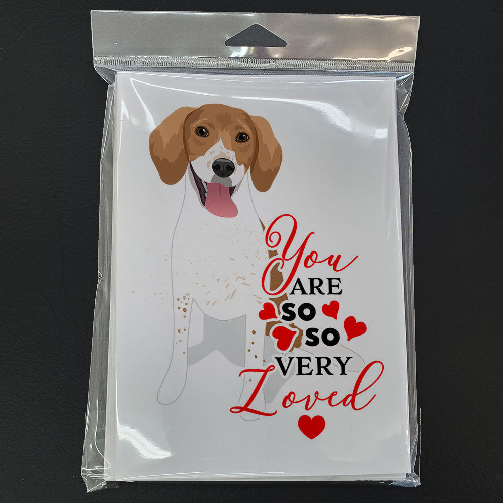 Beagle Red and White Red Ticked #2 so Loved Greeting Cards Pack of 8 Blank Cards with Envelopes Whimsical A7 Size 5x7