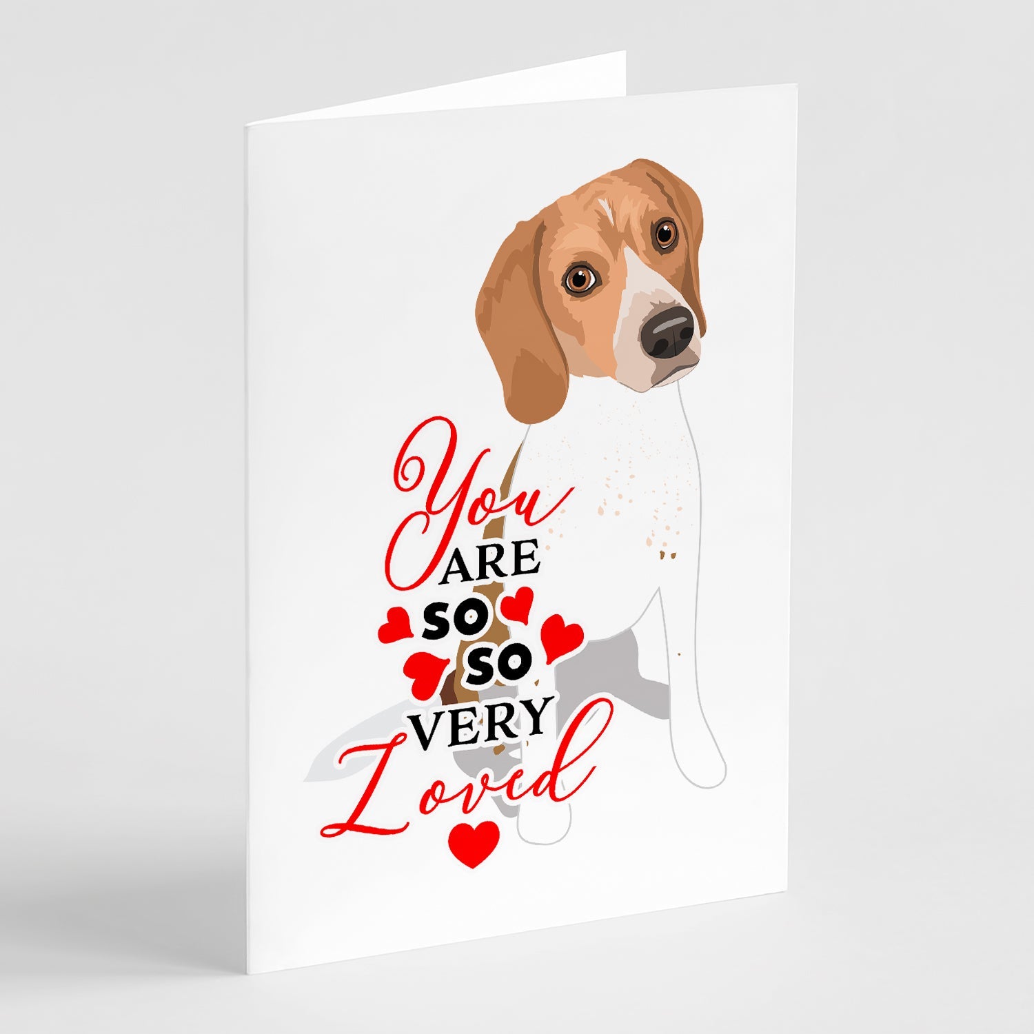 Beagle Red and White Red Ticked #3 so Loved Greeting Cards Pack of 8 Blank Cards with Envelopes Whimsical A7 Size 5x7