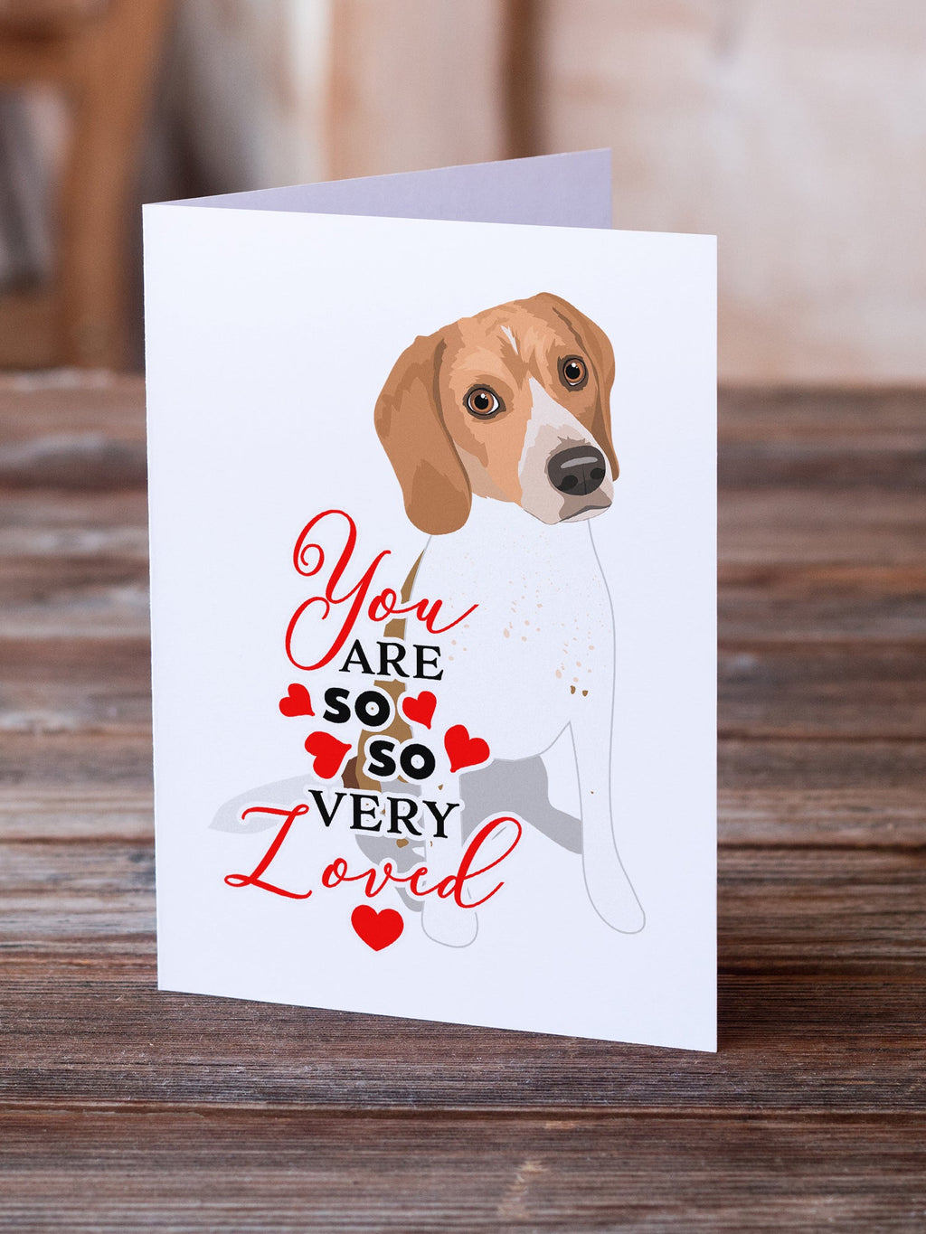 Beagle Red and White Red Ticked #3 so Loved Greeting Cards Pack of 8 Blank Cards with Envelopes Whimsical A7 Size 5x7