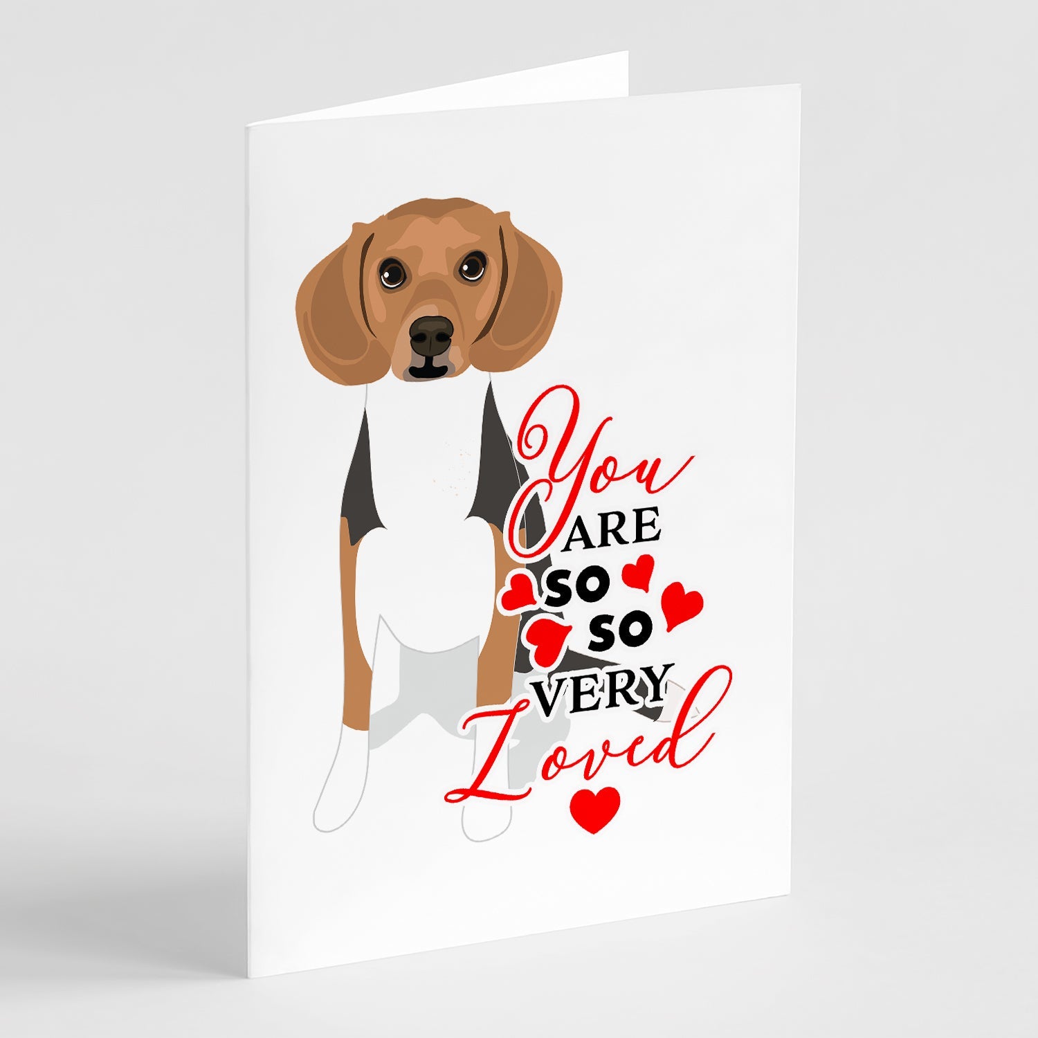 Beagle Tricolor #1 so Loved Greeting Cards Pack of 8 Blank Cards with Envelopes Whimsical A7 Size 5x7