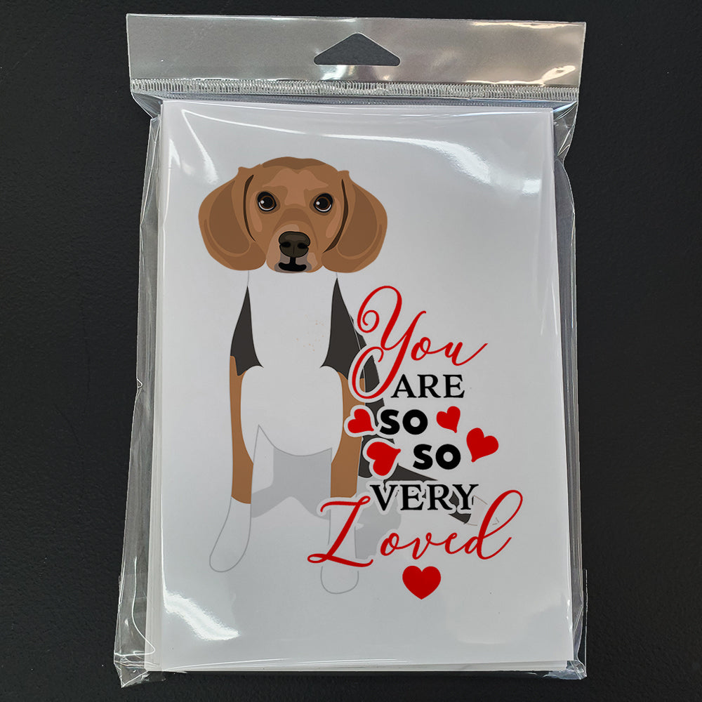 Beagle Tricolor #1 so Loved Greeting Cards Pack of 8 Blank Cards with Envelopes Whimsical A7 Size 5x7