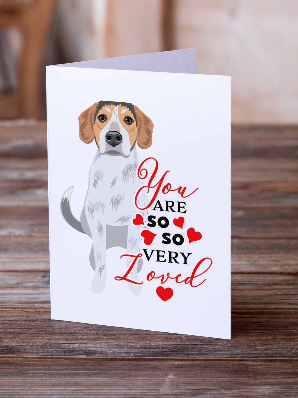 Beagle Tricolor #2 so Loved Greeting Cards Pack of 8 Blank Cards with Envelopes Whimsical A7 Size 5x7