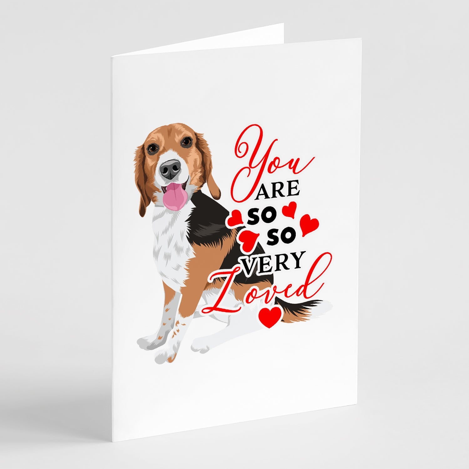Beagle Tricolor Red Ticked #1 so Loved Greeting Cards Pack of 8 Blank Cards with Envelopes Whimsical A7 Size 5x7