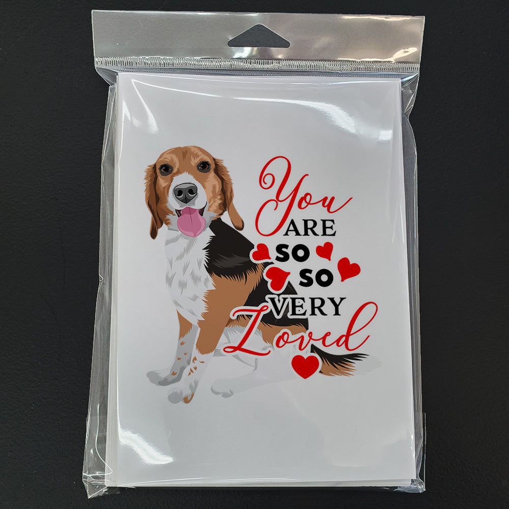 Beagle Tricolor Red Ticked #1 so Loved Greeting Cards Pack of 8 Blank Cards with Envelopes Whimsical A7 Size 5x7