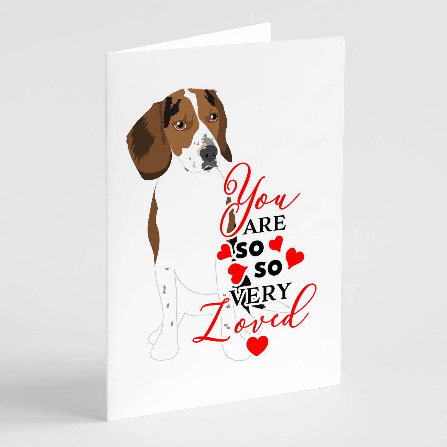 Beagle Tricolor Red Ticked #2 so Loved Greeting Cards Pack of 8 Blank Cards with Envelopes Whimsical A7 Size 5x7