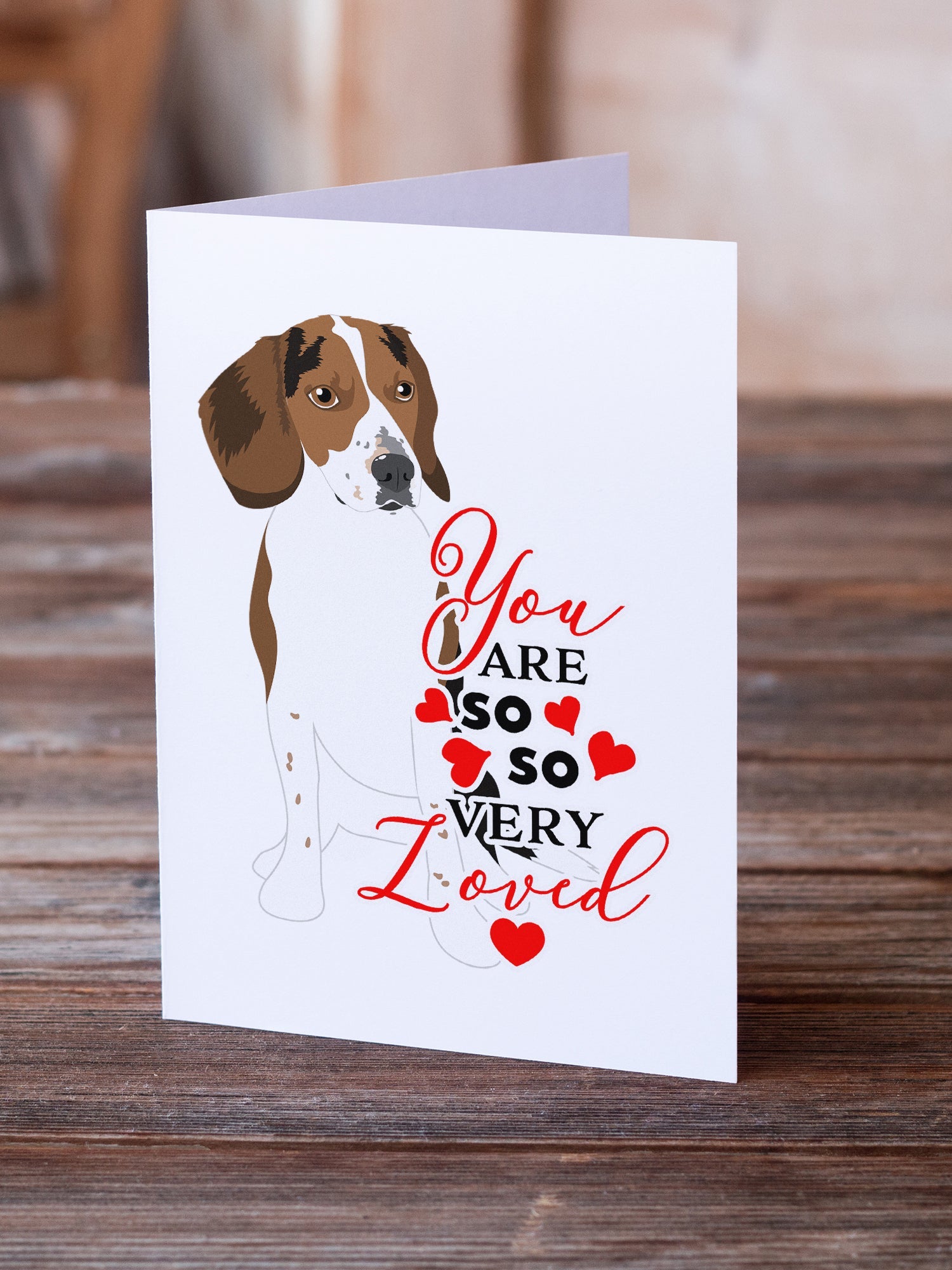 Beagle Tricolor Red Ticked #2 so Loved Greeting Cards Pack of 8 Blank Cards with Envelopes Whimsical A7 Size 5x7