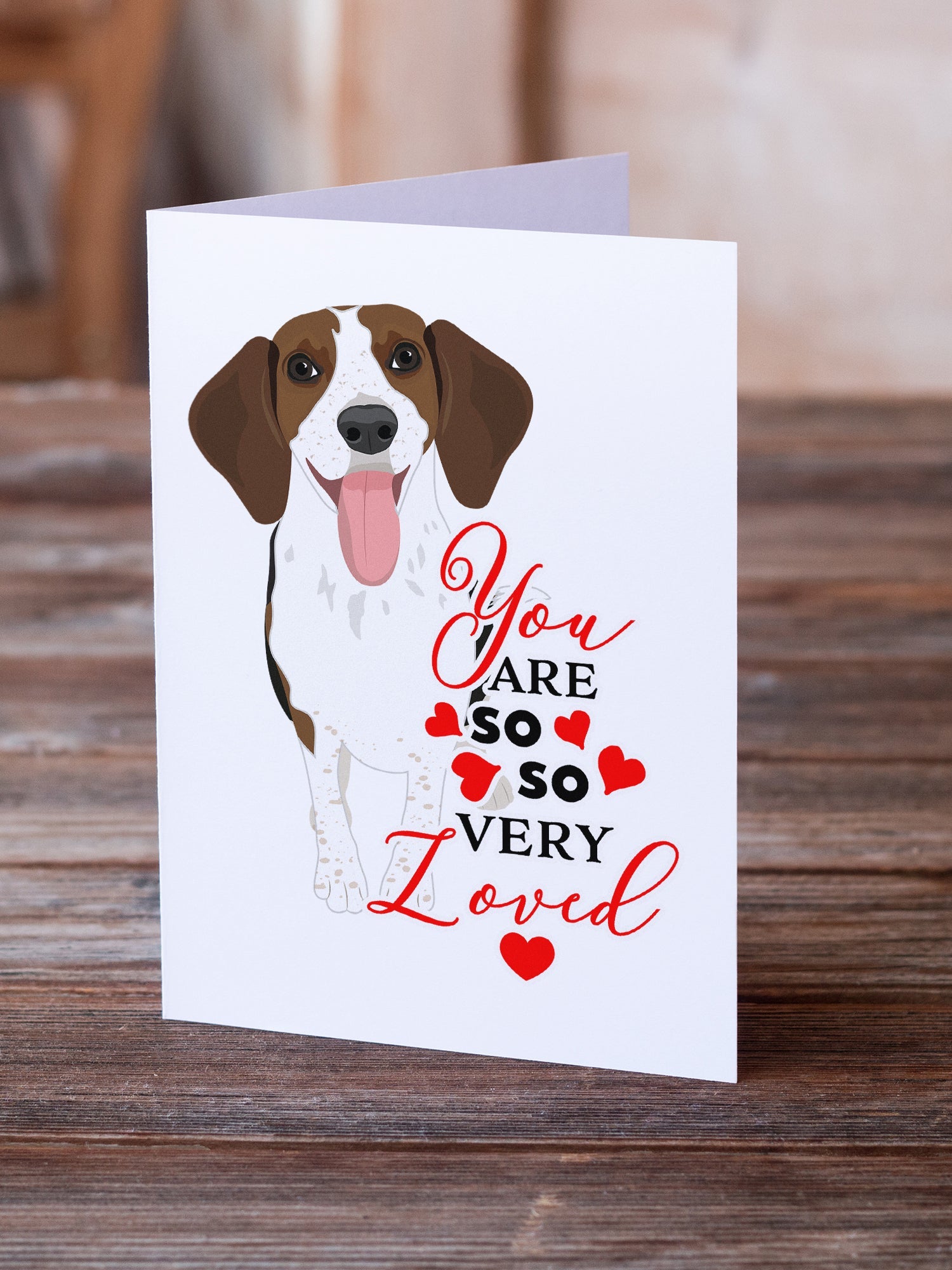 Beagle Tricolor Red Ticked #3 so Loved Greeting Cards Pack of 8 Blank Cards with Envelopes Whimsical A7 Size 5x7