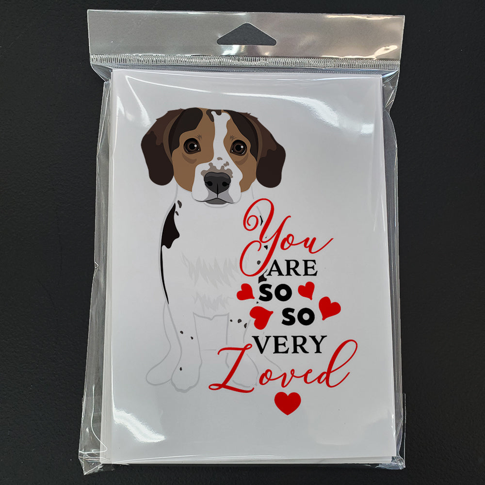 Beagle Tricolor Ticked so Loved Greeting Cards Pack of 8 Blank Cards with Envelopes Whimsical A7 Size 5x7