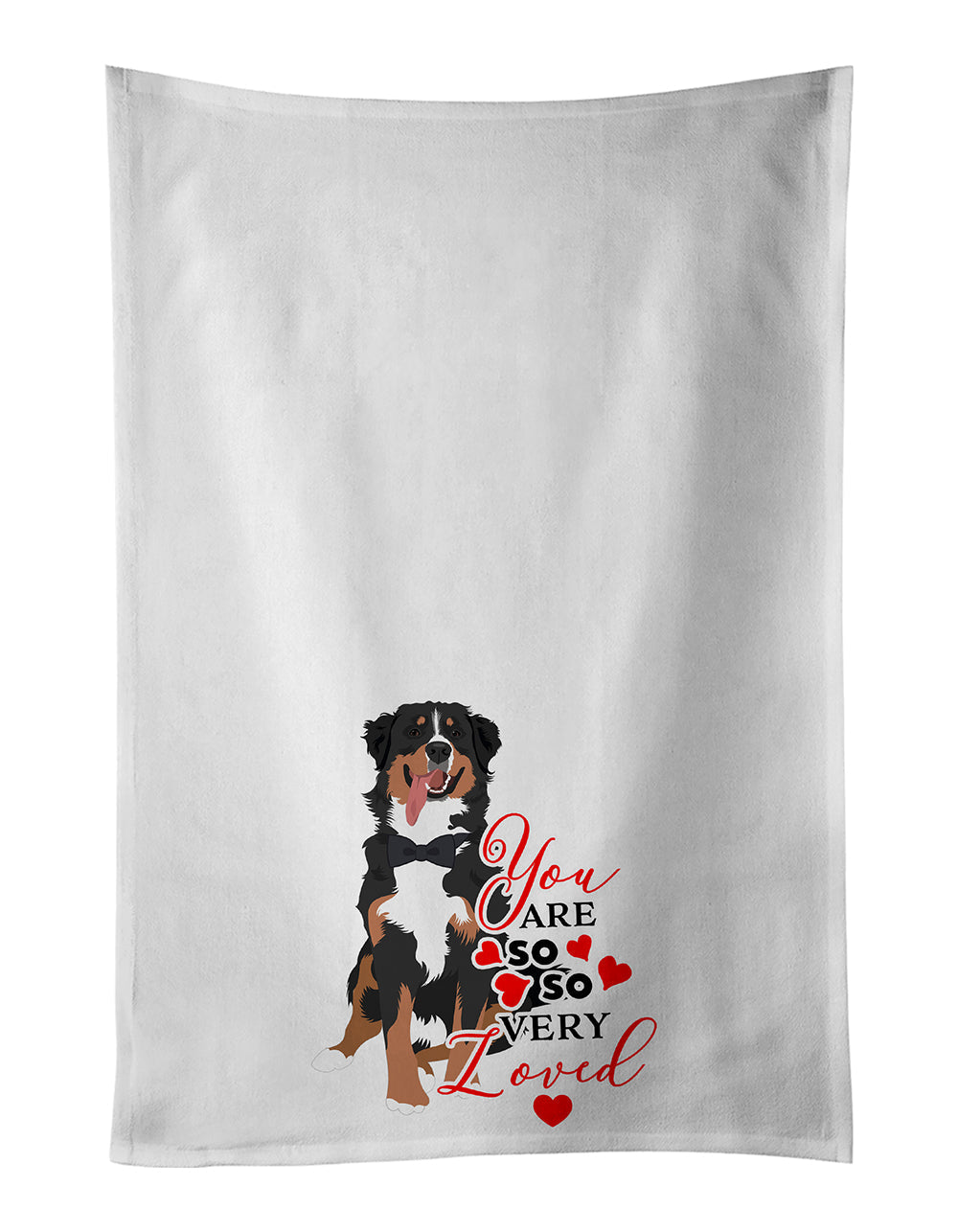 Bernese Mountain Dog #1 so Loved Kitchen Towel Set of 2 White Dish Towels Decorative Bathroom Hand towel for Hand, Face, Hair, Yoga, Tea, Dishcloth, 19 X 28", White