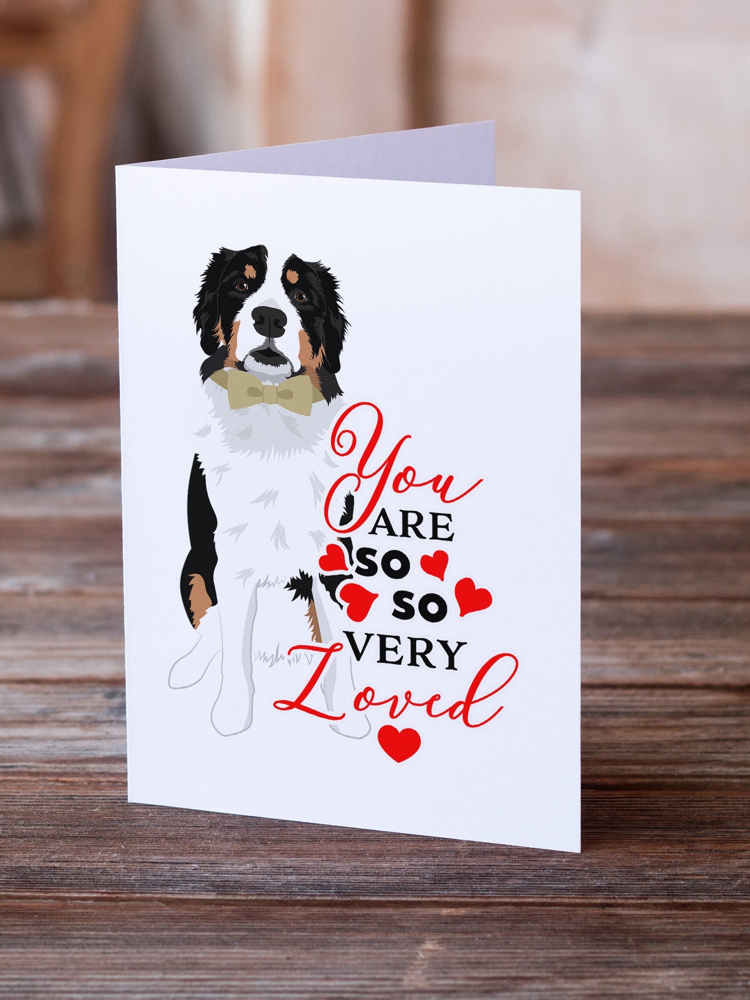 Bernese Mountain Dog #2 so Loved Greeting Cards Pack of 8 Blank Cards with Envelopes Whimsical A7 Size 5x7