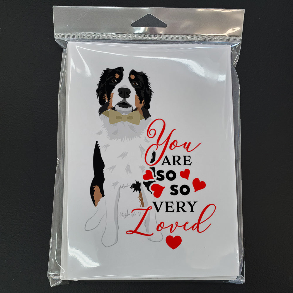 Bernese Mountain Dog #2 so Loved Greeting Cards Pack of 8 Blank Cards with Envelopes Whimsical A7 Size 5x7