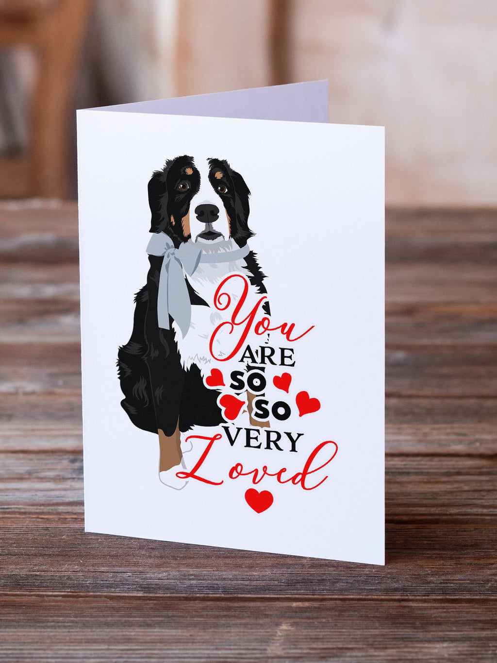 Bernese Mountain Dog #3 so Loved Greeting Cards Pack of 8 Blank Cards with Envelopes Whimsical A7 Size 5x7