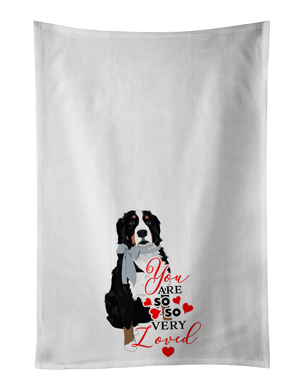 Bernese Mountain Dog #3 so Loved Kitchen Towel Set of 2 White Dish Towels Decorative Bathroom Hand towel for Hand, Face, Hair, Yoga, Tea, Dishcloth, 19 X 28", White