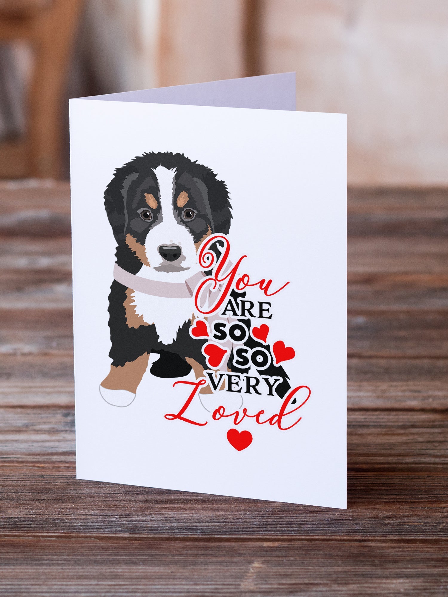 Bernese Mountain Dog Puppy #1 so Loved Greeting Cards Pack of 8 Blank Cards with Envelopes Whimsical A7 Size 5x7