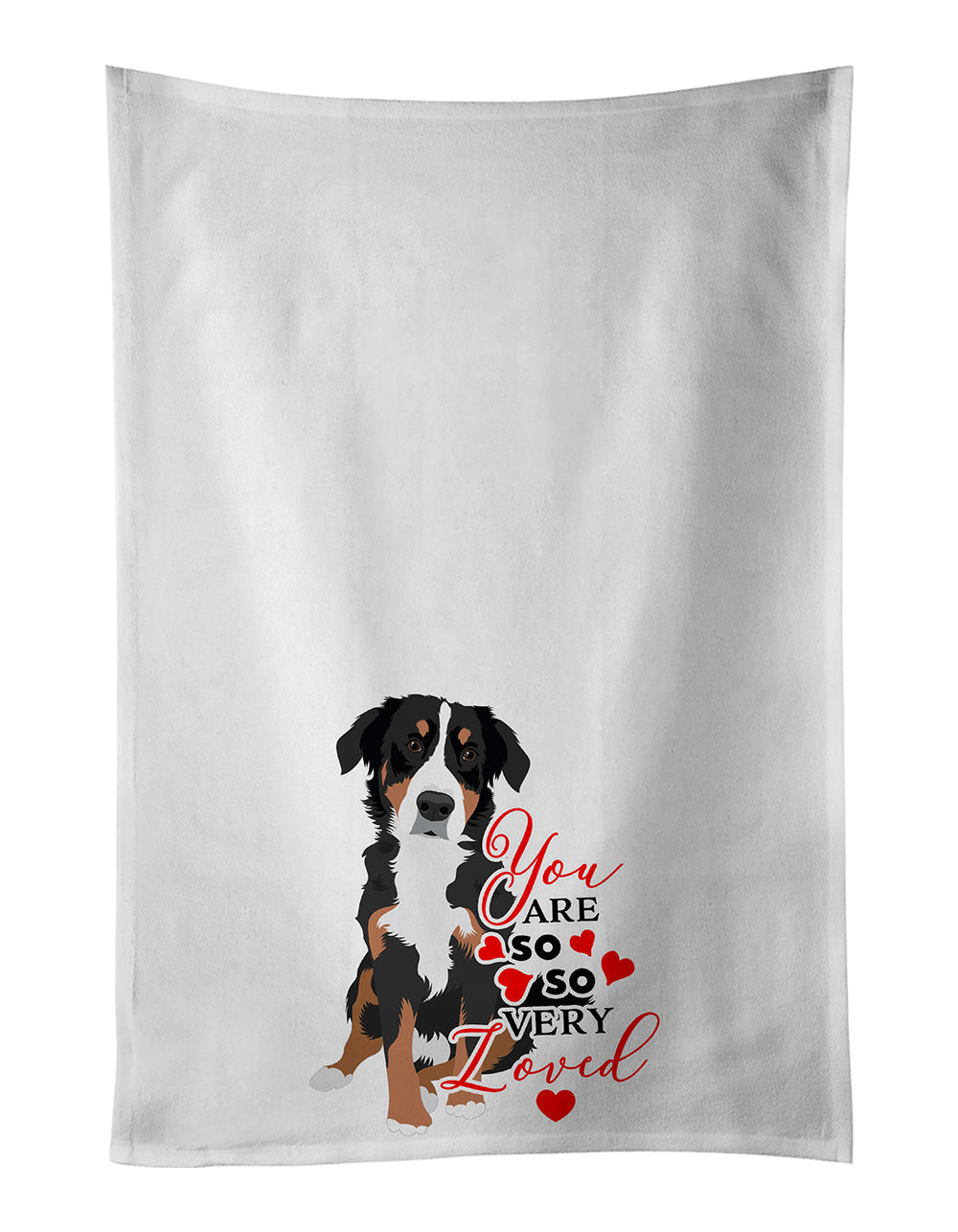 Bernese Mountain Dog Puppy #2 so Loved Kitchen Towel Set of 2 White Dish Towels Decorative Bathroom Hand towel for Hand, Face, Hair, Yoga, Tea, Dishcloth, 19 X 28", White