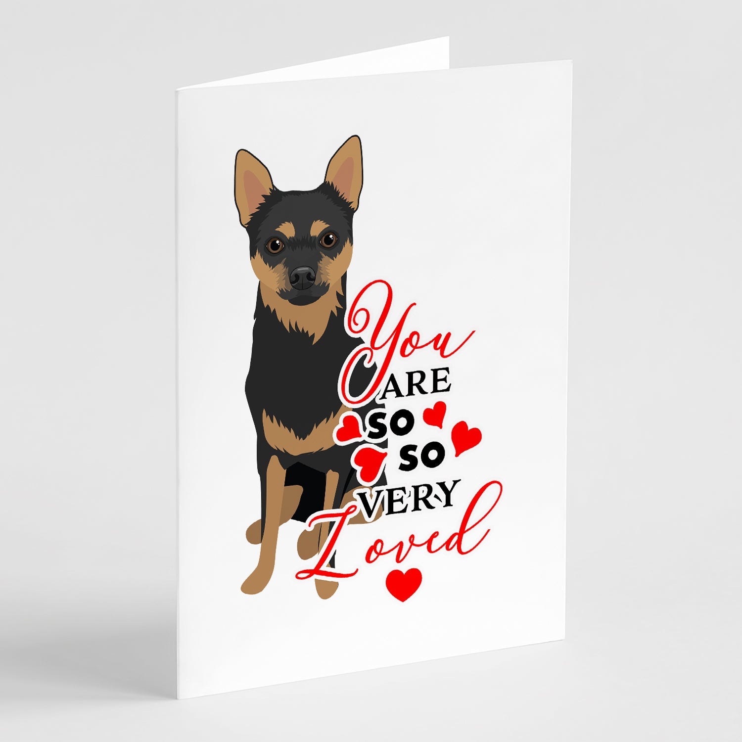 Chihuahua Black and Tan #1 so Loved Greeting Cards Pack of 8 Blank Cards with Envelopes Whimsical A7 Size 5x7