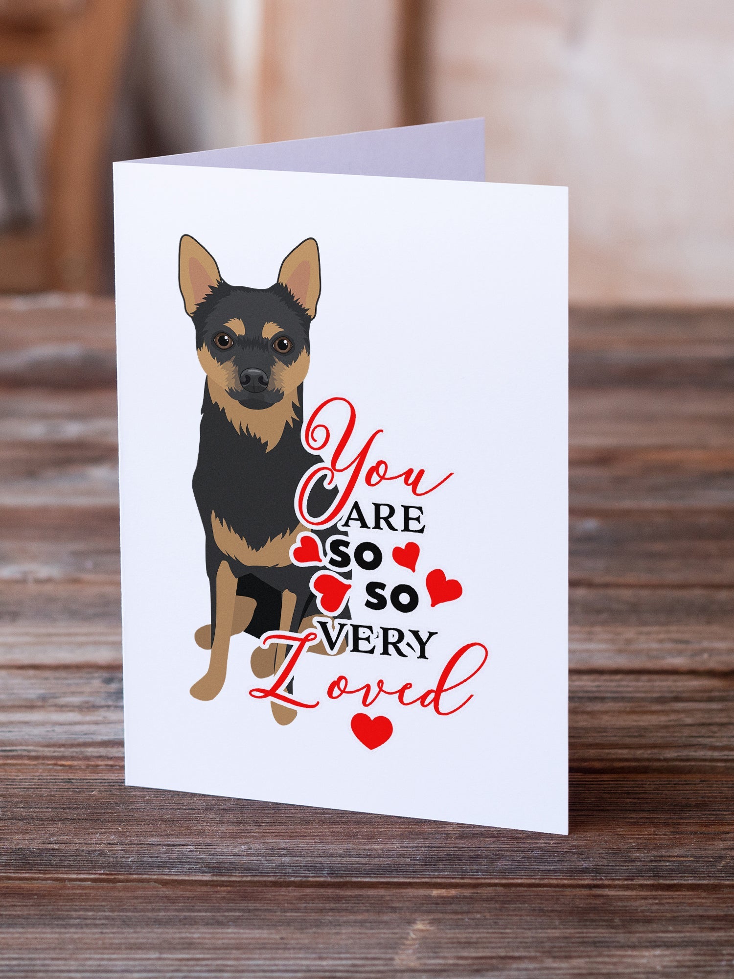 Chihuahua Black and Tan #1 so Loved Greeting Cards Pack of 8 Blank Cards with Envelopes Whimsical A7 Size 5x7