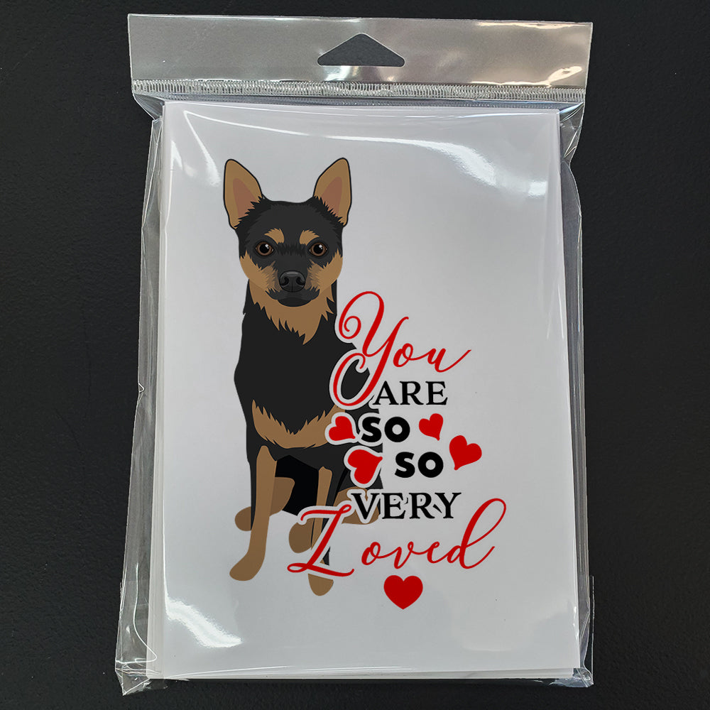 Chihuahua Black and Tan #1 so Loved Greeting Cards Pack of 8 Blank Cards with Envelopes Whimsical A7 Size 5x7