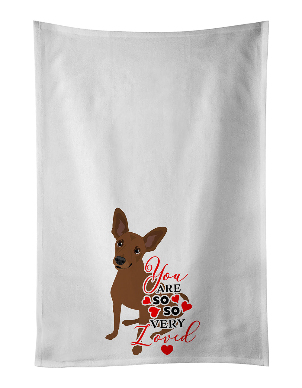 Chihuahua Chocolate #1 so Loved Kitchen Towel Set of 2 White Dish Towels Decorative Bathroom Hand towel for Hand, Face, Hair, Yoga, Tea, Dishcloth, 19 X 28", White