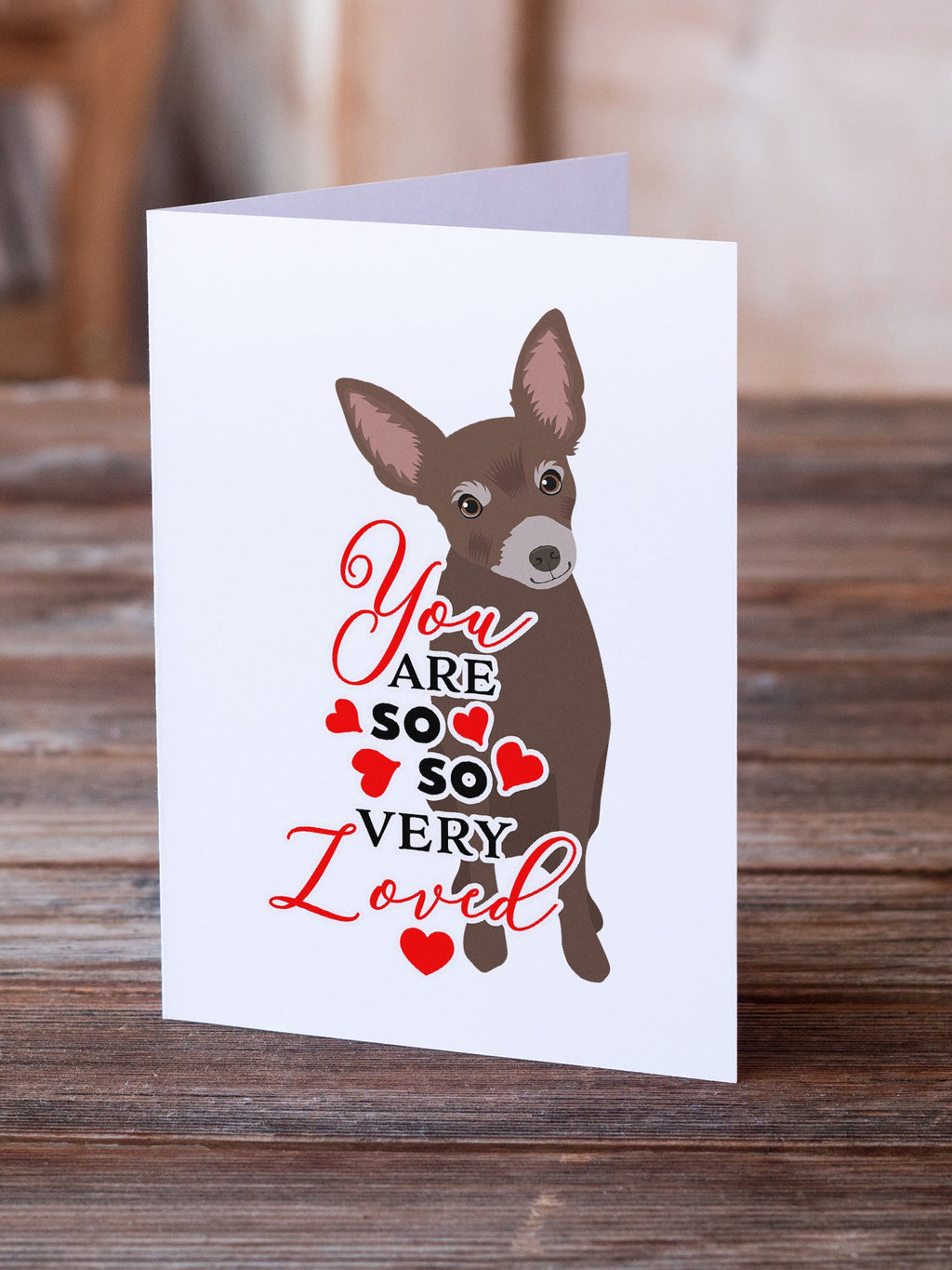 Chihuahua Chocolate #2 so Loved Greeting Cards Pack of 8 Blank Cards with Envelopes Whimsical A7 Size 5x7