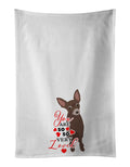 Chihuahua Chocolate #2 so Loved Kitchen Towel Set of 2 White Dish Towels Decorative Bathroom Hand towel for Hand, Face, Hair, Yoga, Tea, Dishcloth, 19 X 28", White