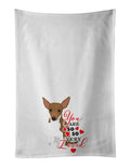 Chihuahua Chocolate and White #1 so Loved Kitchen Towel Set of 2 White Dish Towels Decorative Bathroom Hand towel for Hand, Face, Hair, Yoga, Tea, Dishcloth, 19 X 28", White